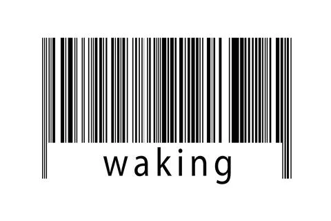 Barcode on white background with inscription waking below. Concept of trading Stock Illustration