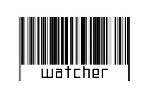 Barcode on white background with inscription watcher below. Concept of tradin Stock Illustration