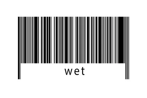 Barcode on white background with inscription wet below. Concept of trading an Stock Illustration