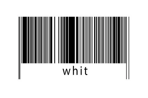 Barcode on white background with inscription whit below. Concept of trading a Stock Illustration