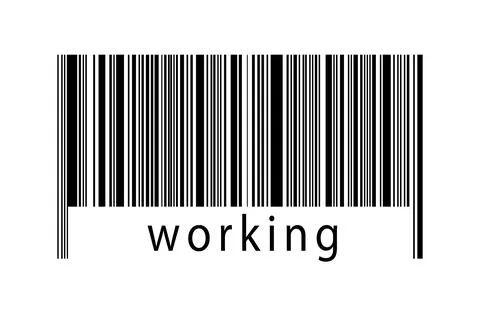 Barcode on white background with inscription working below. Concept of tradin Stock Illustration