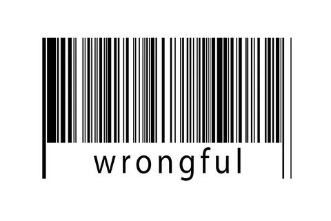 Barcode on white background with inscription wrongful below. Concept of tradi Stock Illustration