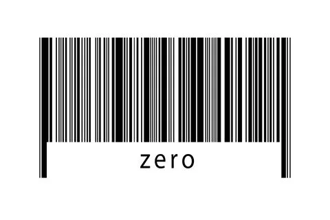 Barcode on white background with inscription zero below. Concept of trading a 库存插图