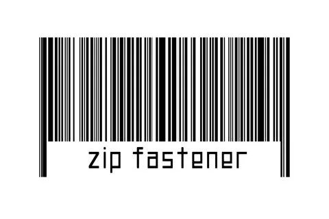 Barcode on white background with inscription zip fastener below. Concept of t Stock Illustration