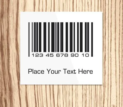 Barcode on a wood surface. Stock Illustration