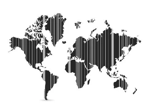 Barcode world map illustration design イラスト素材