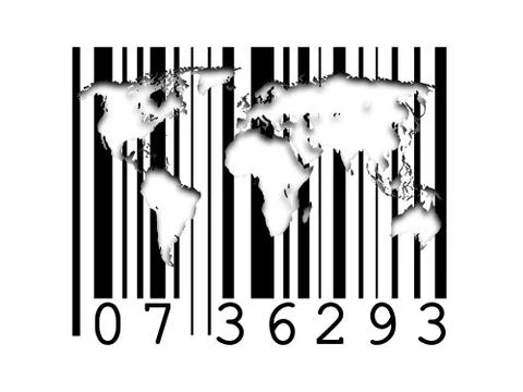 Barcode world maps 스톡 일러스트
