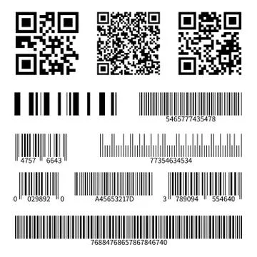 Barcodes. Supermarket scan code bars and qr codes, industrial barcode price Stock Illustration