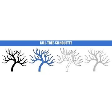Bare autumn tree silhouette in stark outline during crisp fall season isola.. Stock Illustration