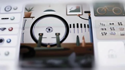 Bare bicycle wheel mounted on central stand Stock Illustration