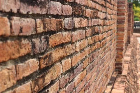 Bare brick wall not plastered natural Fotos de archivo