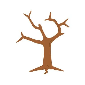 Bare Brown Leafless Tree Illustration for Autumn or Halloween Theme Stock Illustration
