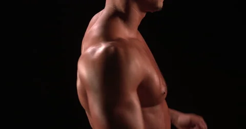 Bare chested male body builder with hands on hips, crop Stock Footage 53515566