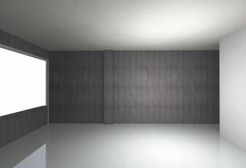 Bare concrete wall and reflecting floor Stock Illustration