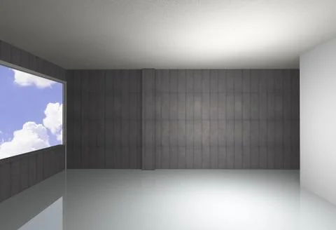 Bare concrete wall and reflecting floor Stock Illustration