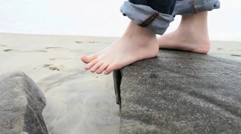 Bare Feet on the Beach 02 Stock Footage 1102498