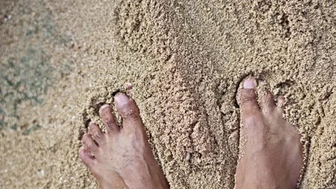 Bare Feet Playing on Soft White Sand at a Tropical Beach Stock Footage 296571874