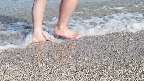 Bare foot walking in the beach. Stock Footage 158727496