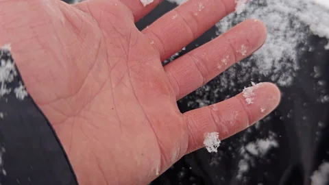 Bare Human Hands Red From Freezing Cold Temperature In Winter Snow Stock Footage 336496468