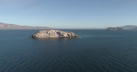 Bare island in Baja Conception Mexico with Cactus Stock Footage 171147370