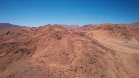 Bare ochre mountain ridges near Yamdrok Lake in Tibet Stock Footage 345886029
