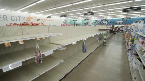 Bare Shelves Tracking Shot Stock Footage 128358029