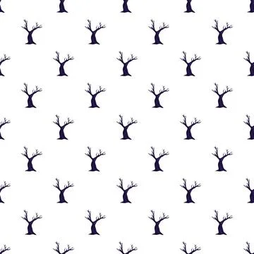 Bare spooky tree branches repeating halloween seamless pattern Stock Illustration