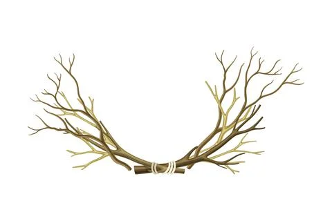 Bare Tree Branch Tied in Semi Circle Vector Illustration Stockillustratie