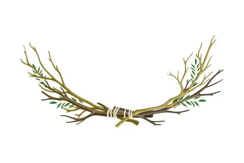 Bare Tree Branch Tied in Semi Circle Vector Illustration Stock Illustration