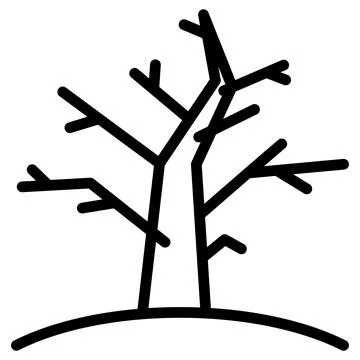 Bare Tree Line Icon Vector with Editable Stroke Stock Illustration