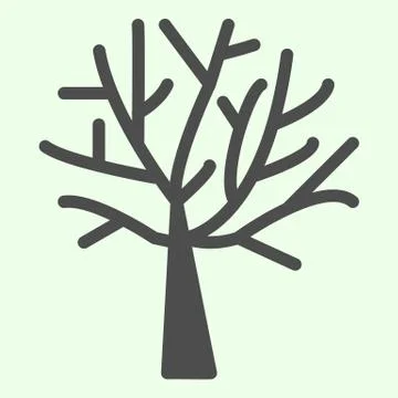 Bare tree solid icon. Halloween dead leafless plant glyph style pictogram on イラスト素材