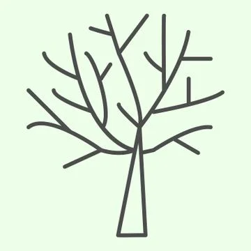 Bare tree thin line icon. Halloween dead leafless plant outline style pictogram Stock Illustration