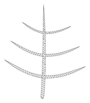 Bare Tree Vector Mesh Wire Frame Model Stock Illustration