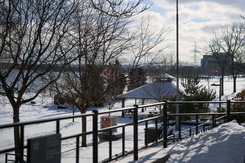 Bare Winter Trees And A Park Shelter Burlington, Canada Feb. 3 2026 Stock Photos