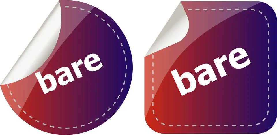 Bare word on stickers button set, business label Stock Illustration