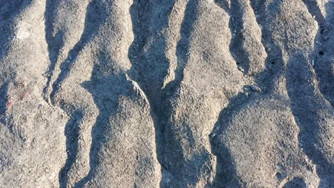 Bare wrinkled rock - texture of a rough stone with furrowed surface Stock Footage 132617424