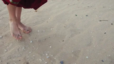 Barefoot on the beach Stock Footage 132960680