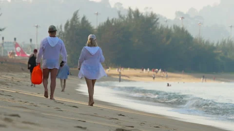 Barefoot beach walking Stock Footage 331953143