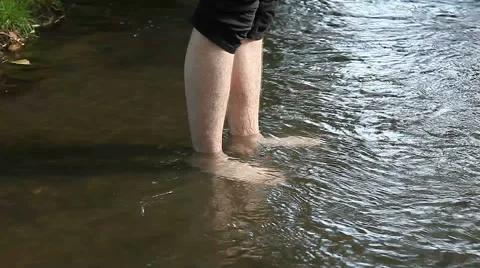 Barefoot in creek Stock Footage 50893608
