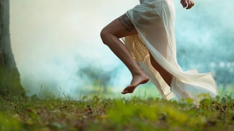 Barefoot on the grass, slow motion Stock Footage 86499439