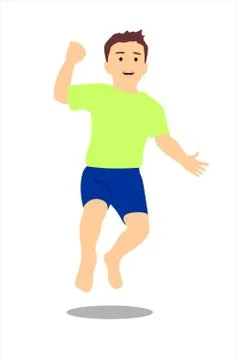 Barefoot jumping boy. Stock Illustration