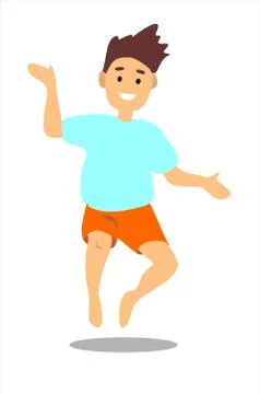 Barefoot jumping boy. Stock Illustration