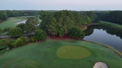 Barefoot Landing SC golf course aerial Stock Footage 340625723