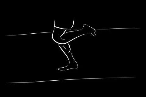 Barefoot man runner, simple vector hand draw outline sketch, isolated on whit Illustrazione stock