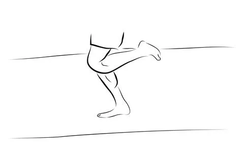 Barefoot man runner, simple vector hand draw outline sketch, isolated on whit 스톡 일러스트