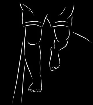 Barefoot man runner, simple vector hand draw outline sketch, isolated on whit 스톡 일러스트