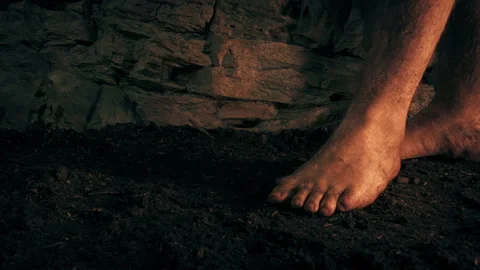 Barefoot Man Walking Around And Standing Stock Footage 234089421