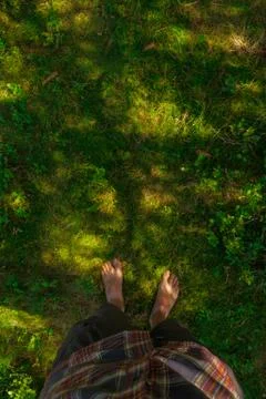 Barefoot moss ground Stock Photos