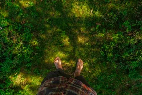 Barefoot moss ground Stock Photos