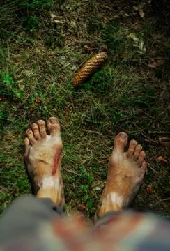 Barefoot moss ground Stock Photos